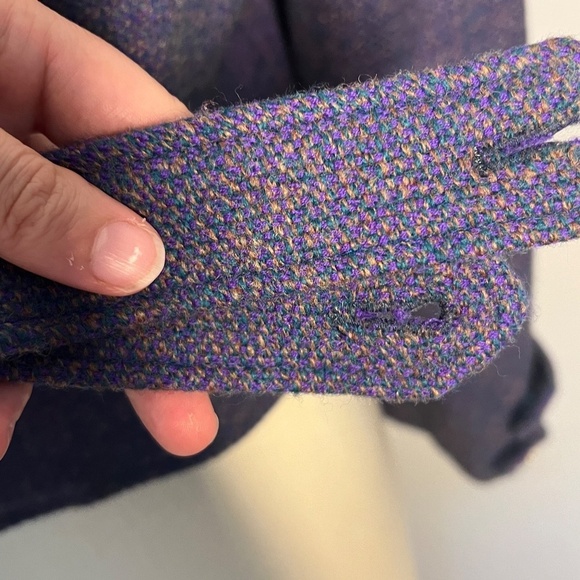 Vintage Cropped Blazer Jacket with wrap gold button details purple Size Medium - Picture 7 of 11